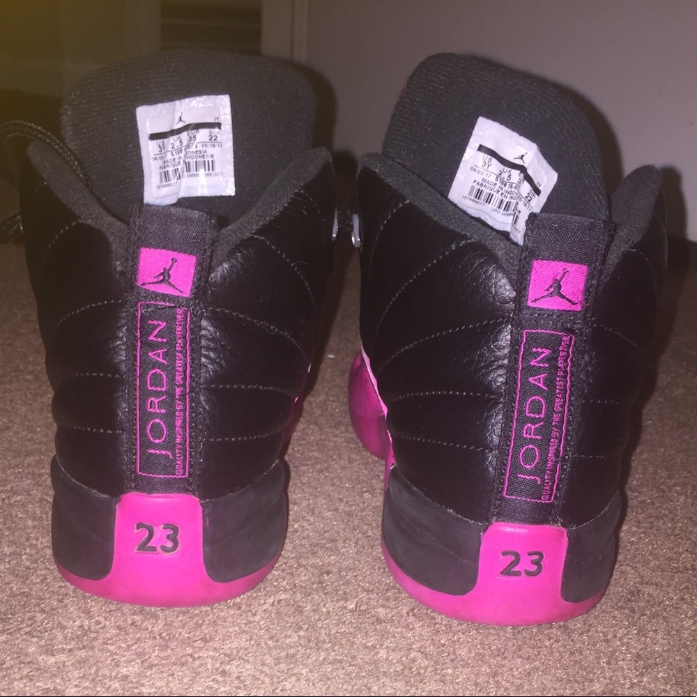 Pink and black Jordans 3Y